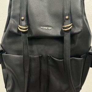 Black Topshop Faux-leather backpack purse vegan diaper bag bag